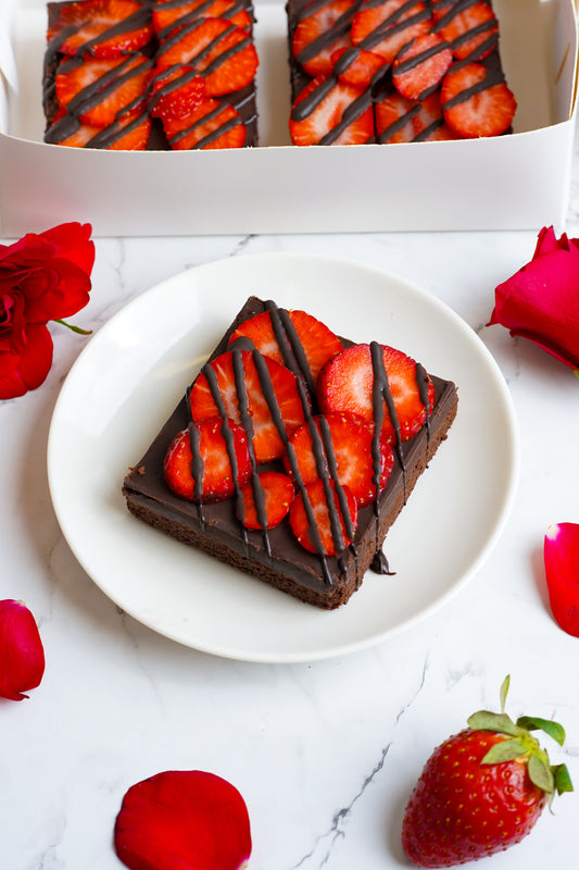 Chocolate Brownie with Strawberries